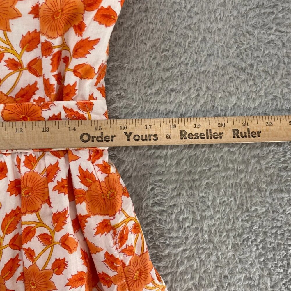 Victoria Dunn Dress Womens Floral Fit Flare Tie Sleeves Tiered Orange - Picture 6 of 12